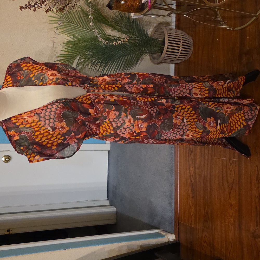 Elegant Sheer Floral Bathing Suit Cover Up